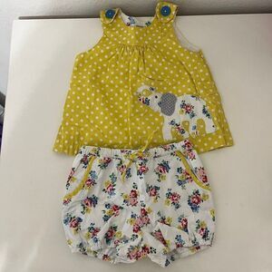 Baby Boden Elephant Polka Dot & Floral Top & Bloomers Play Set Girls 6-12M